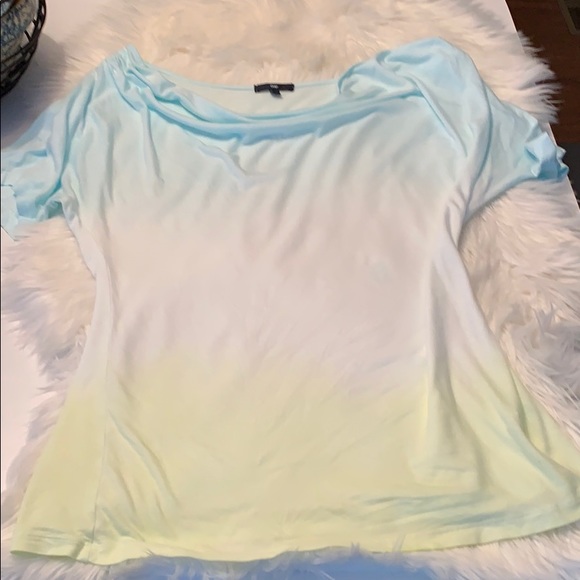 Ombré tie dyed Gap aqua yellow white tee size L - Picture 6 of 8